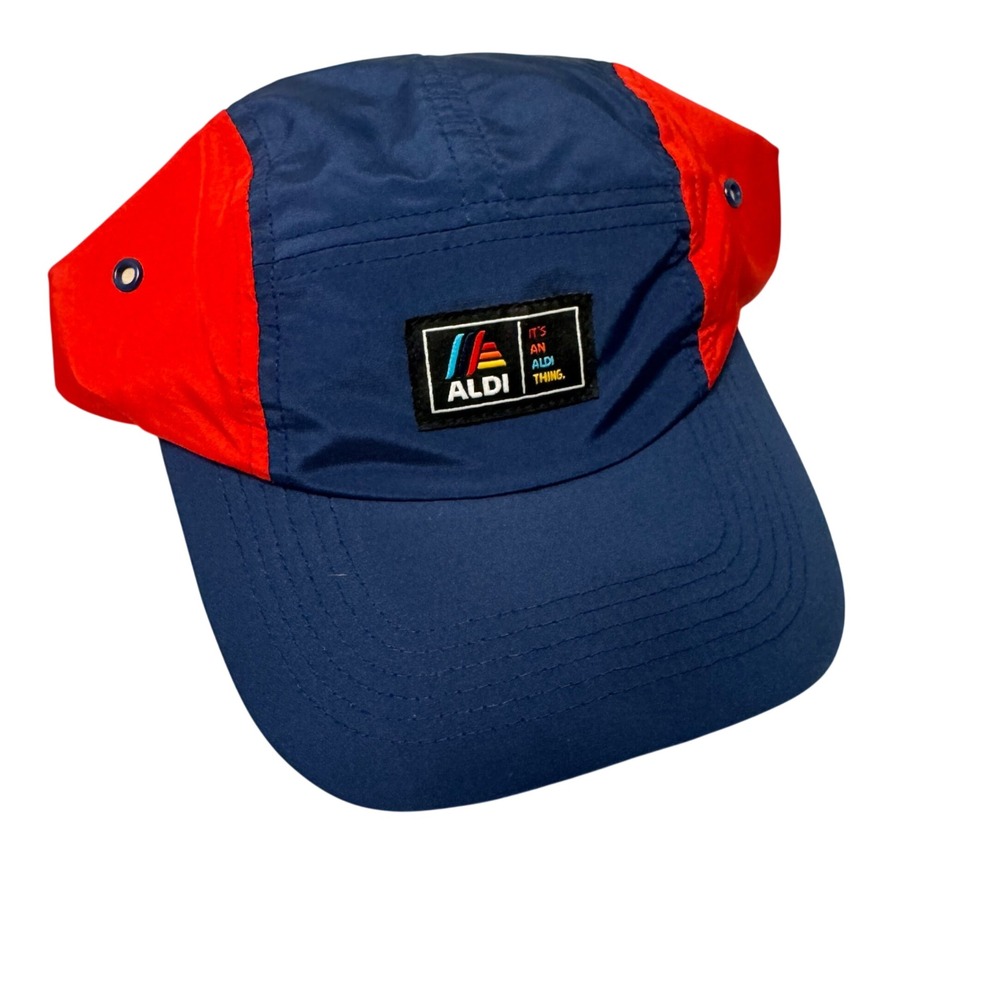 Aldi Gear Recycled Baseball Hat Blue Red Logo Cap One Size Adjustable 828570
